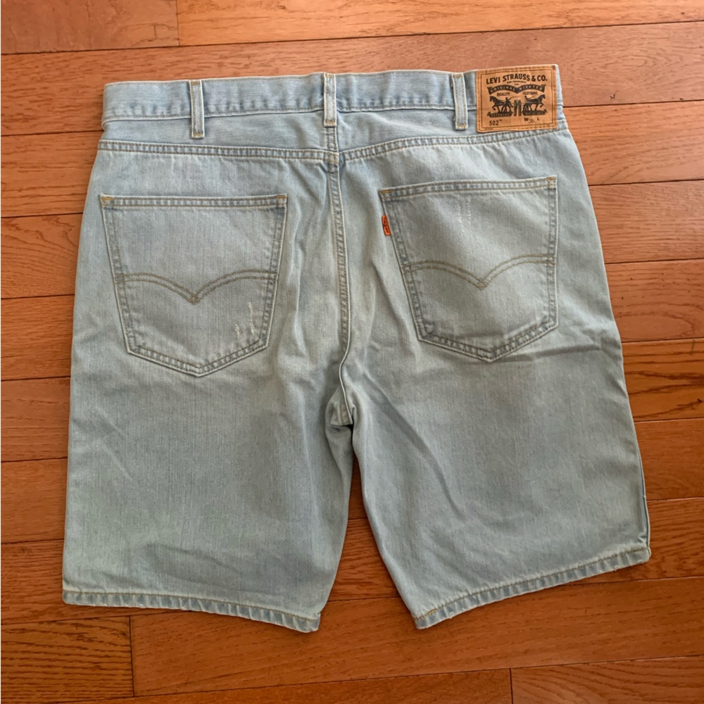 VTG Orange Tab 502 Levi’s Distressed Light Washed Denim Shorts Jorts Size 36
